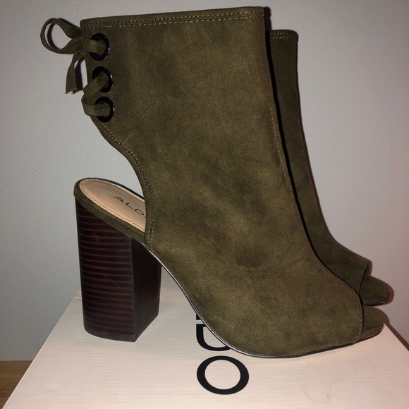Aldo Shoes - Aldo Justina NWT Olive Green Peep Toe Booties